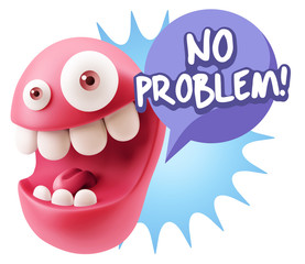 3d Rendering Smile Character Emoticon Expression saying No Probl