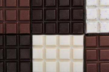 Different chocolate bars background