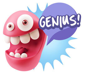 3d Illustration Laughing Character Emoji Expression saying Geniu