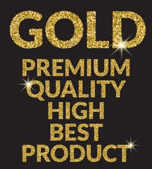 Gold Premium Words letters for product. Gold, premium. high best product gplden words signs. Luxury design