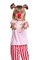 Little girl with clown nose