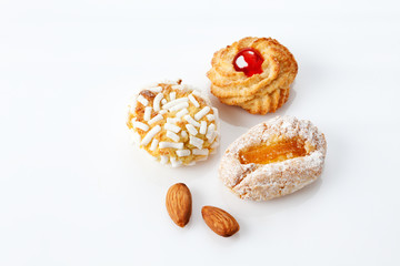 Mandelgebäck, italienische Mandelkekse,  Süsses, Gebäck, drei