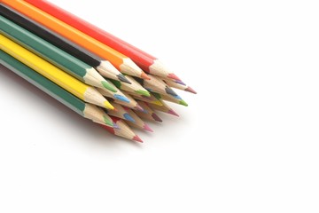 Colour pencils isolated on white background