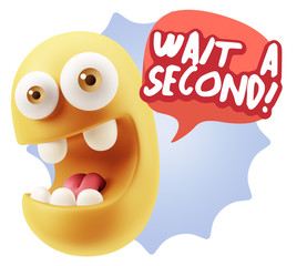 3d Illustration Laughing Character Emoji Expression saying Wait
