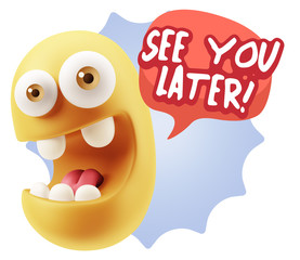 3d Illustration Laughing Character Emoji Expression saying See Y