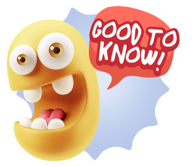 3d Illustration Laughing Character Emoji Expression saying Good