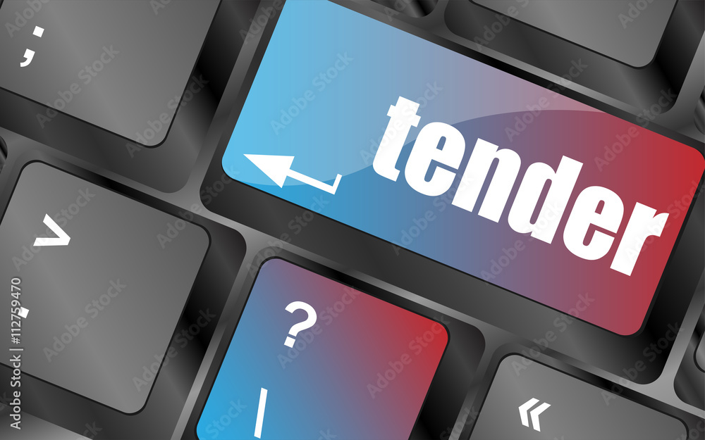 Poster button on modern computer keyboard with word tender, business concept keyboard keys, keyboard button