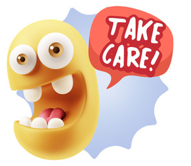 3d Illustration Laughing Character Emoji Expression saying Take