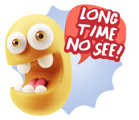 3d Illustration Laughing Character Emoji Expression saying Long