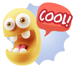 3d Illustration Laughing Character Emoji Expression saying Cool