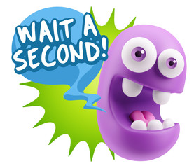 3d Illustration Laughing Character Emoji Expression saying Wait