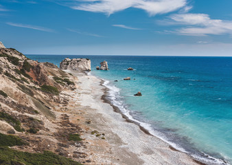 View on Rock of the Greek, also known as Aphrodite's Rock, Cyprus