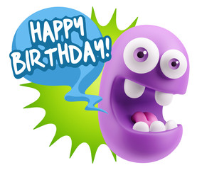 3d Rendering Smile Character Emoticon Expression saying Happy Bi