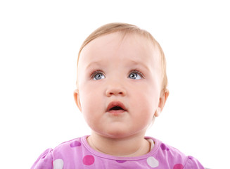 Cute baby girl, isolated on white