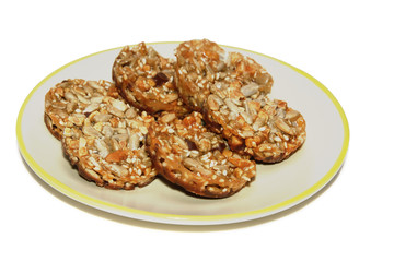 biscuits on a saucer, on a white background