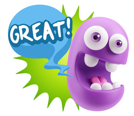 3d Illustration Laughing Character Emoji Expression saying Great