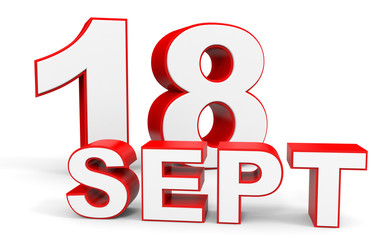September 18. 3d text on white background.
