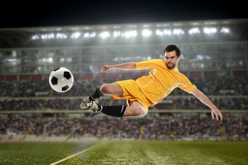 Soccer Player kicking the ball