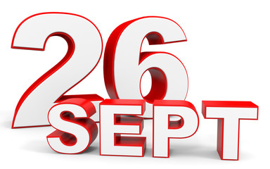 September 26. 3d text on white background.
