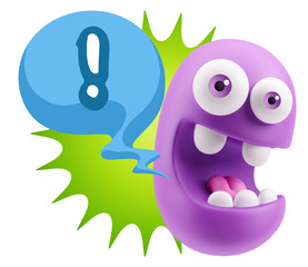 3d Rendering Smile Character Emoticon Expression saying ! with C