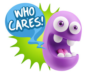 3d Illustration Laughing Character Emoji Expression saying Who C