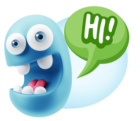 Obraz premium 3d Illustration Laughing Character Emoji Expression saying Hi wi