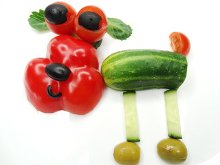 creative funny vegetable snack with cucumber