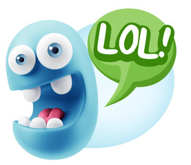 3d Illustration Laughing Character Emoji Expression saying Lol w