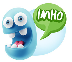 Obraz premium 3d Rendering Smile Character Emoticon Expression saying Imho wit