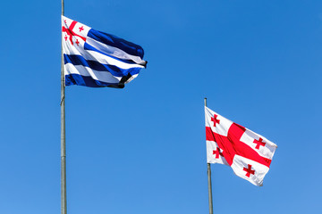 The flag of the Republic of Georgia and the Autonomous Republic of Adjara