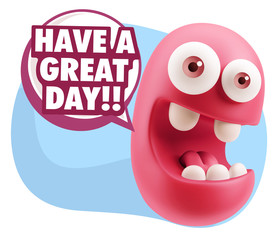 3d Rendering Smile Character Emoticon Expression saying Have A G