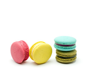A french sweet delicacy, macaroons variety closeup.