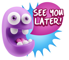 3d Illustration Laughing Character Emoji Expression saying See Y