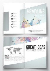 Set of business templates for brochure, magazine, flyer, booklet or annual report. Abstract colorful polygonal background, modern stylish triangle vector texture