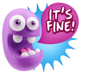 3d Illustration Laughing Character Emoji Expression saying It's