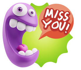 3d Illustration Laughing Character Emoji Expression saying Miss