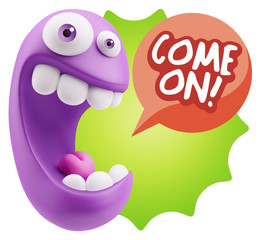 3d Illustration Laughing Character Emoji Expression saying Come