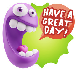 Obraz premium 3d Rendering Smile Character Emoticon Expression saying Have A G