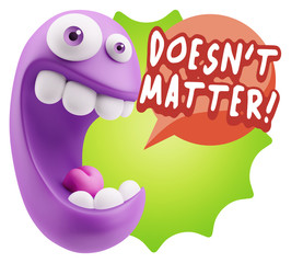 3d Rendering Smile Character Emoticon Expression saying It Doesn