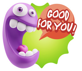 3d Rendering Smile Character Emoticon Expression saying Good For