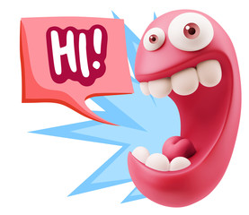 Obraz premium 3d Illustration Laughing Character Emoji Expression saying Hi wi