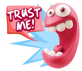 3d Illustration Laughing Character Emoji Expression saying Trust