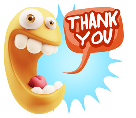 3d Illustration Laughing Character Emoji Expression saying Thank