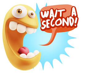 3d Illustration Laughing Character Emoji Expression saying Wait