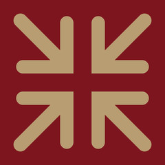 The exit full screen icon. Arrows symbol. Flat