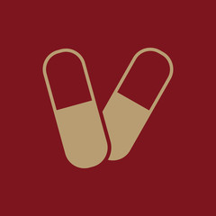 The pill icon. Tablet and antibiotic, vitamins symbol. Flat