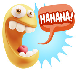 3d Illustration Laughing Character Emoji Expression saying Hahah