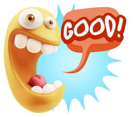 3d Illustration Laughing Character Emoji Expression saying Good