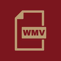 The WMV icon. Video file format symbol. Flat