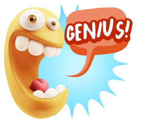 3d Illustration Laughing Character Emoji Expression saying Geniu